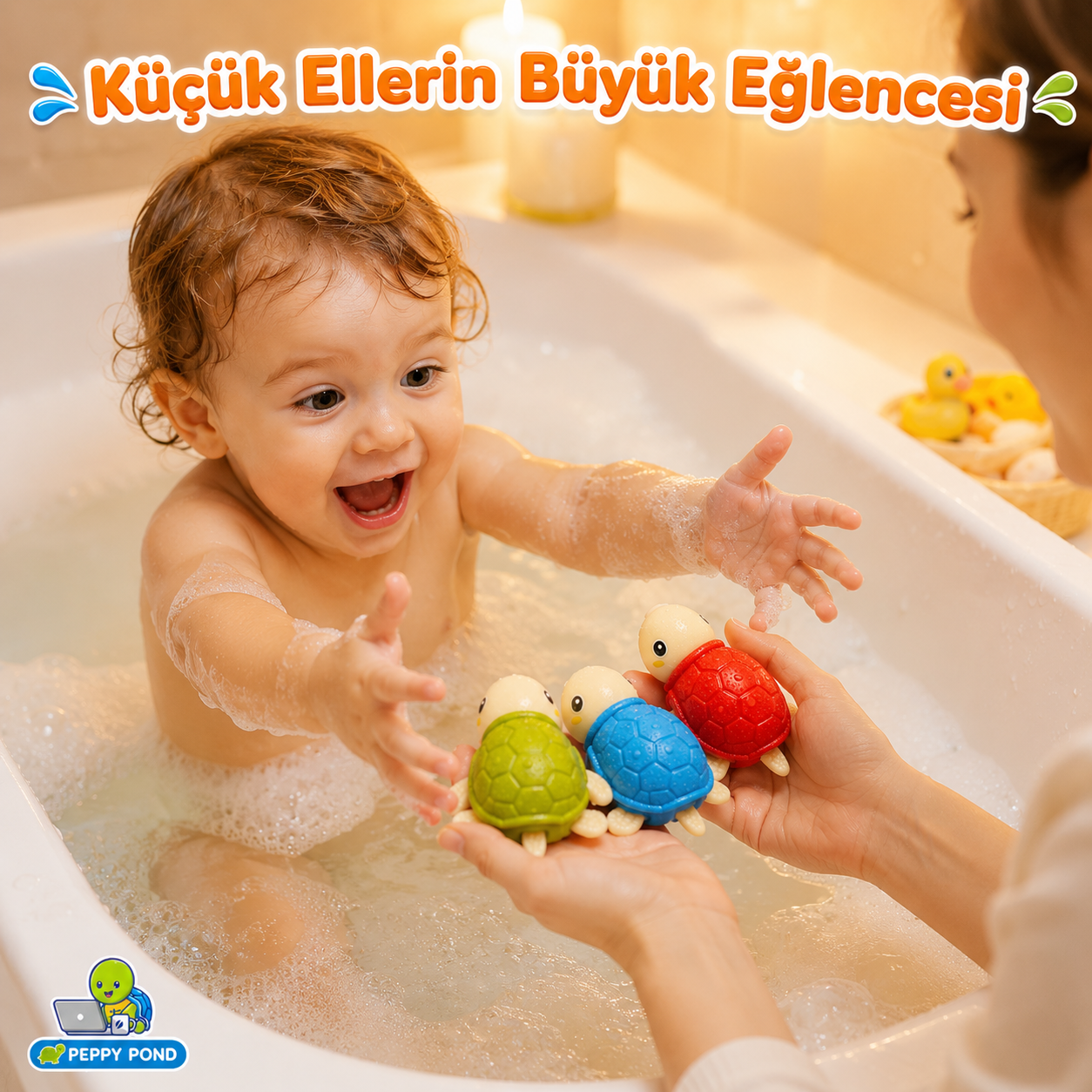Peppy Pond — Kurmalı Yüzen Kaplumbağa Banyo Oyuncağı